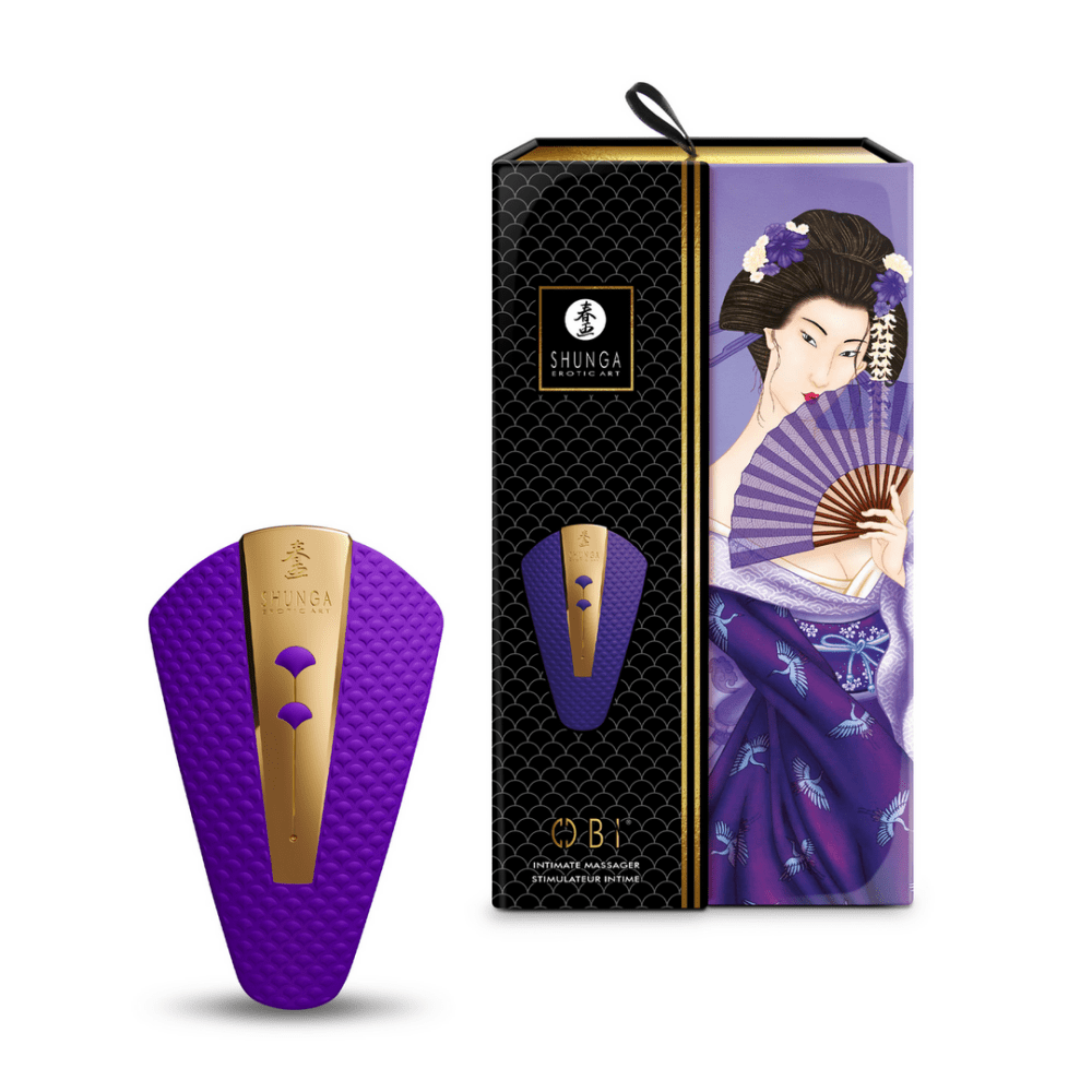 Shunga OBI clitorale stimulator paars met verpakking, luxe vibrator voor intense stimulatie