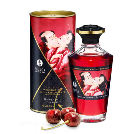 Shunga Aphrodisia Warming Oil Blazing Cherry 100 ml | Sensuele Kersensmaak