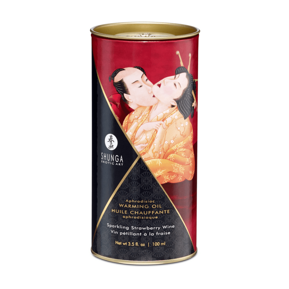 Shunga Aphrodisia Warming Oil Sprankelende Aardbeienwijn 100 ml | Speelse Bubbel