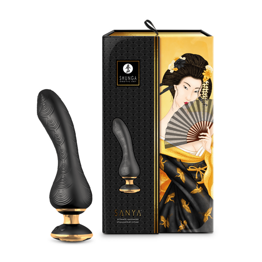Shunga SANYA G-spot vibrator zwart in luxe verpakking met dubbele stimulatiefunctie