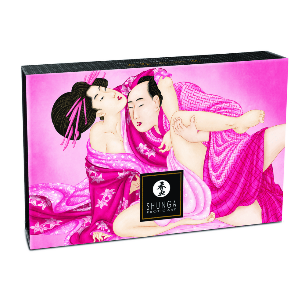 Shunga Framboos body powder 75 gr in platte roze verpakking voor zachte kusbare huid en romantische intimiteit