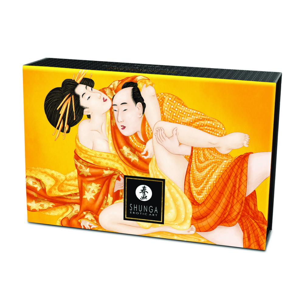 Shunga Mango body powder 75 gr in platte gele verpakking voor zachte zoete huid en romantische tropische intimiteit