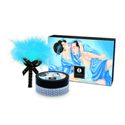 Shunga Coconut Thrills kissable body powder 75 gr in tropische blauwe set voor zachte kusbare huid en speels plezier