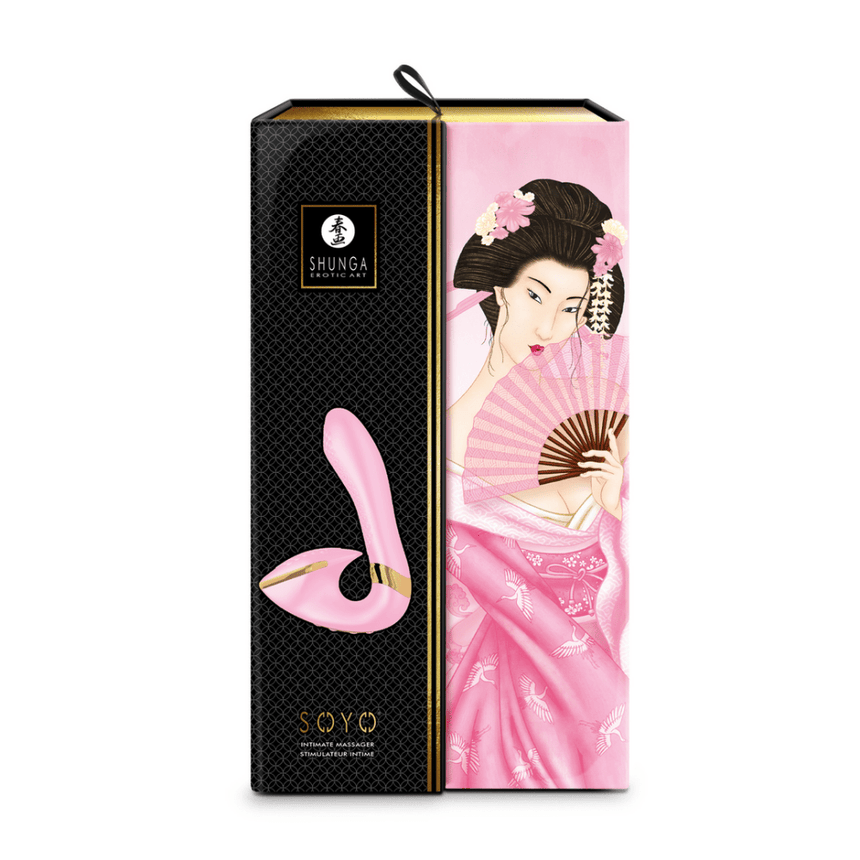 Shunga SOYO G-spot vibrator roze in luxe verpakking, ergonomische couples vibrator met dubbele stimulatie