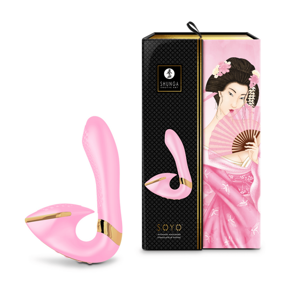 Shunga SOYO G-spot vibrator roze in luxe verpakking, ergonomische couples vibrator met dubbele stimulatie