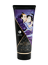 Shunga Kusbare Massagecrème Exotische Vruchten 200 ml in zwarte tube met paars label op witte achtergrond