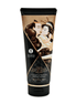 Shunga kusbare massagecrème chocolade, 200 ml tube met illustratie, eetbare zijdezachte crème, op witte achtergrond