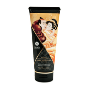 Shunga Kusbare Massagecrème Amandelzoetheid 200 ml in zwarte tube met goudoranje label