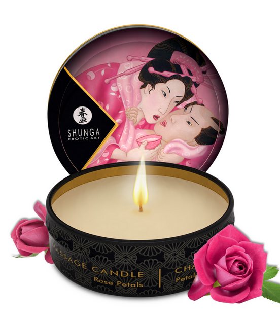 Shunga Mini Massagekerze Rosen 30 ml | Hautberuhigendes Wellness-Erlebnis