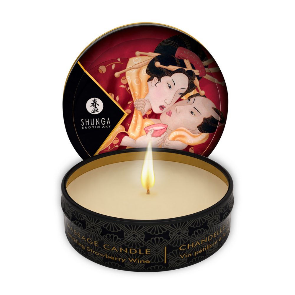 Shunga Mini Massagekaars Aardbei Sprankelende Wijn 30 ml