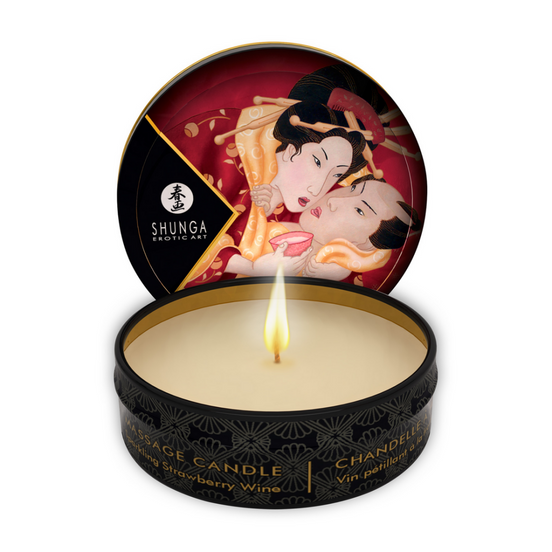 Shunga Mini Massagekaars Aardbei Sprankelende Wijn 30 ml