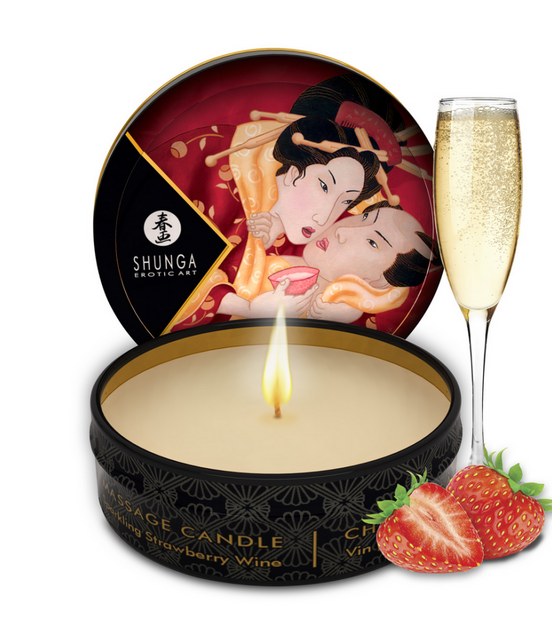 Shunga Mini-Massagekerze Erdbeer-Sekt 30 ml