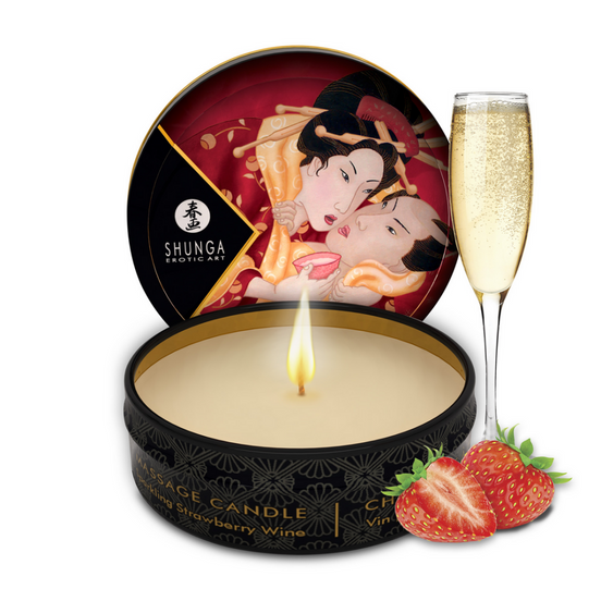 Shunga Mini Massagekaars Aardbei Sprankelende Wijn 30 ml