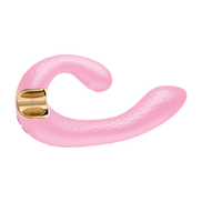Shunga MIYO G-Spot vibrator, lichtroze, ergonomische dubbele stimulator, productfoto op witte achtergrond