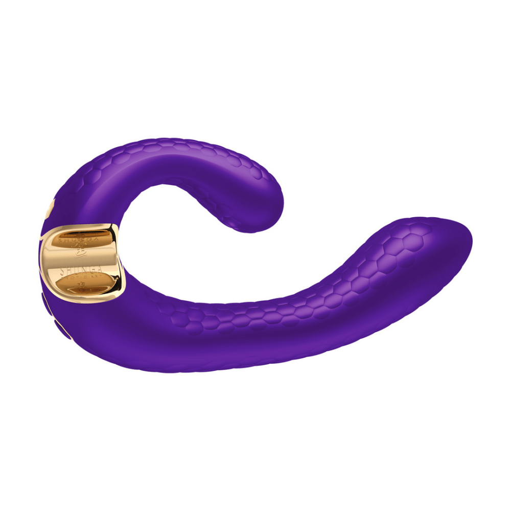 Paarse Shunga MIYO G-Spot vibrator met dubbele stimulatie en elegant gebogen ontwerp voor intens luxe genot