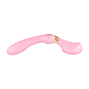 Lichtroze Shunga ZOA clitoris vibrator met gebogen design en zachte siliconen afwerking