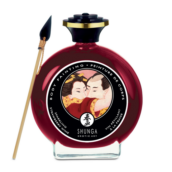 Shunga Eetbare Lichaamsverf Aardbei Mousserende Wijn 100 ml