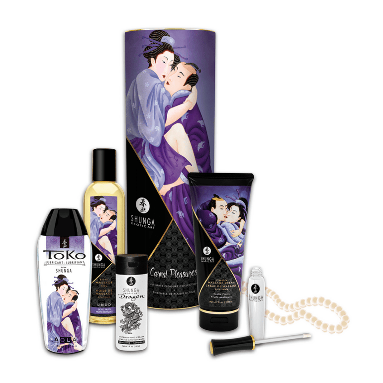 Shunga Carnal Pleasures duo set, massage en voorspel, premium uitstraling