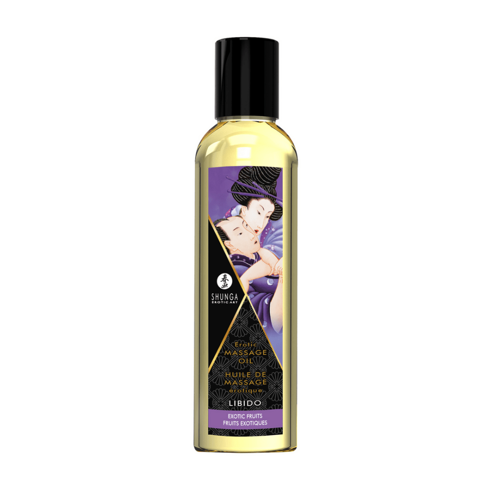 Shunga warming olie, fruitige smaak, slanke fles, ideaal voor massage en voorspel