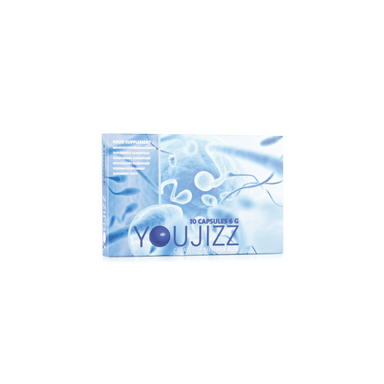 Pharmquests Youjizz capsules voor mannen, doosje met 10 stuks, productfoto op witte achtergrond