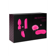 Roze Switch by Shots vibrator set in doos voorzijde met productfoto en tekst Elegant en Krachtig