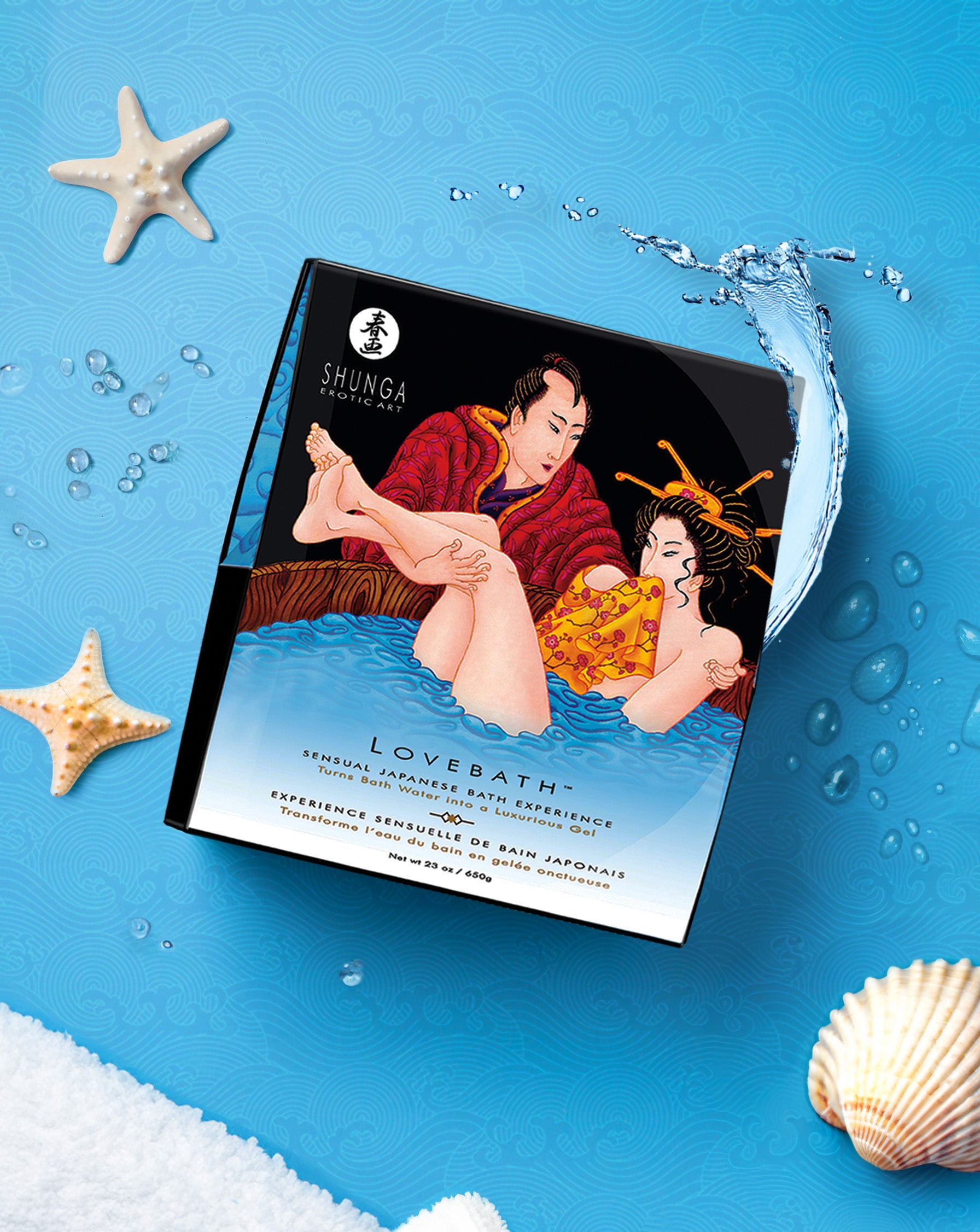 water met zeesterren en een mooi pakket van shunga lovebath