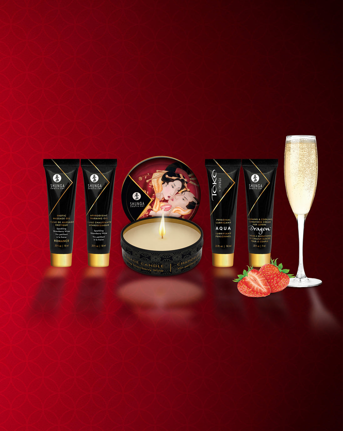 aardbeien smaak, deze set van Shunga biedt alles wat je nodig heb!