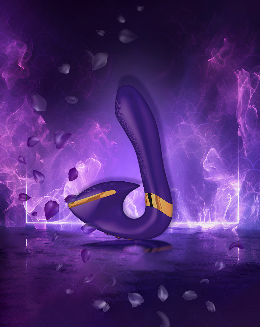 paarse kleuren en flitsen met daartussen de top line van Shunga de Soyo