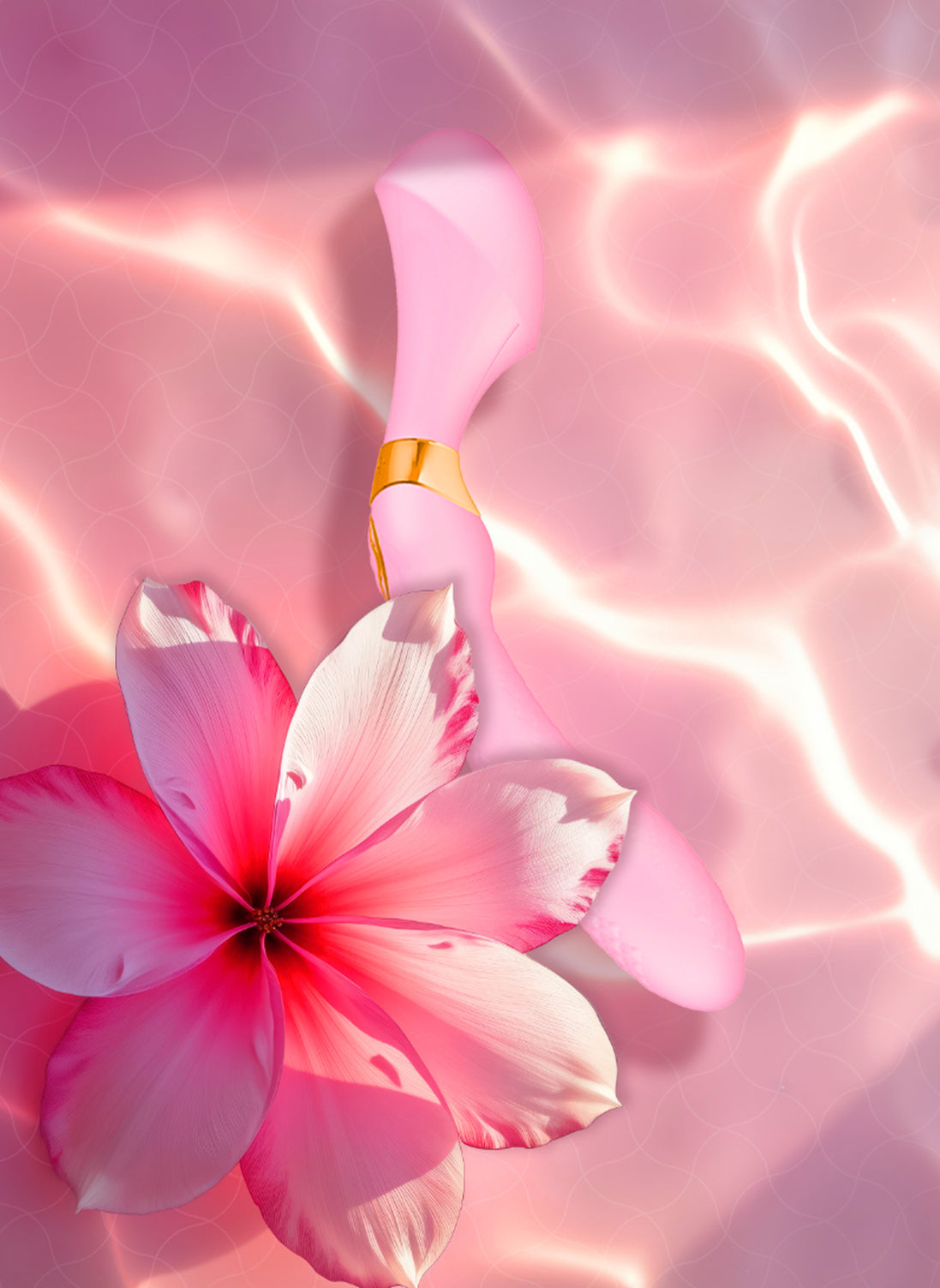 Lichtroze waterpatroon met lotus bloem in zachte romantische stijl als sfeervolle achtergrond Shunga ZOA lichtroze clitoris