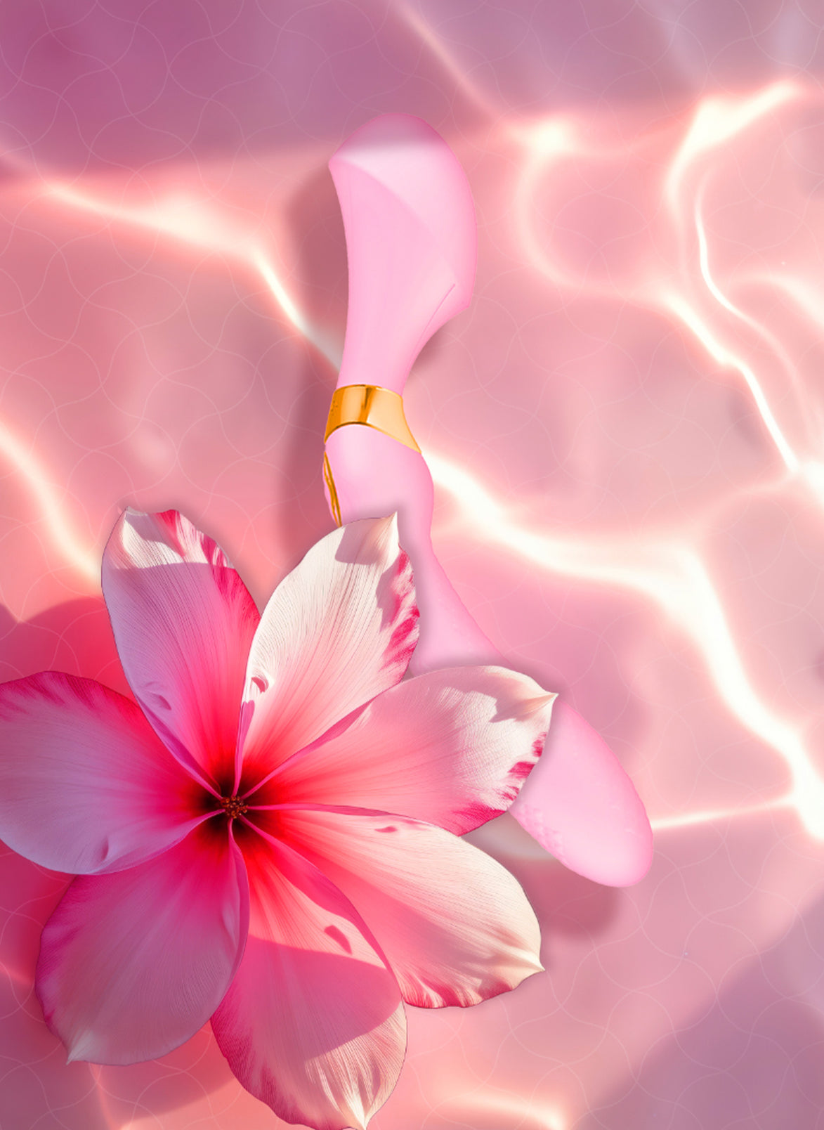Lichtroze waterpatroon met lotus bloem in zachte romantische stijl als sfeervolle achtergrond Shunga ZOA lichtroze clitoris
