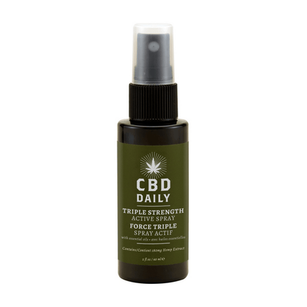 Earthly Body CBD Daily Active Spray 60 ml, verkoelende triple action, pompflacon op witte achtergrond