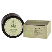 Earthly Body Intensive Cream 48 gr CBD verzorging, zwarte pot naast beige groene doos, studio productfoto
