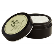 Zwarte pot Earthly Body CBD Intensive Cream 48 gr met beige groene label, rechtopstaand minimalistisch productshot