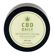 Earthly Body CBD Intensive Cream 48 gr in zwarte pot met licht beige label, close up rechtopstaand productbeeld