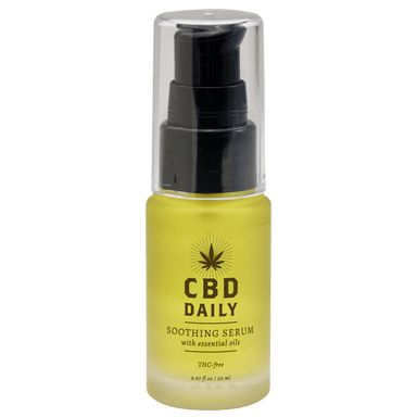 Earthly Body verzachtend serum 20 ml, natuurlijke huidverzorging, pompflacon op witte achtergrond