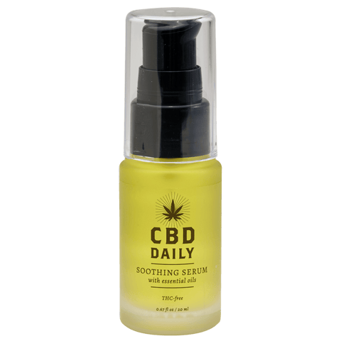 Earthly Body verzachtend serum 20 ml, natuurlijke huidverzorging, pompflacon op witte achtergrond
