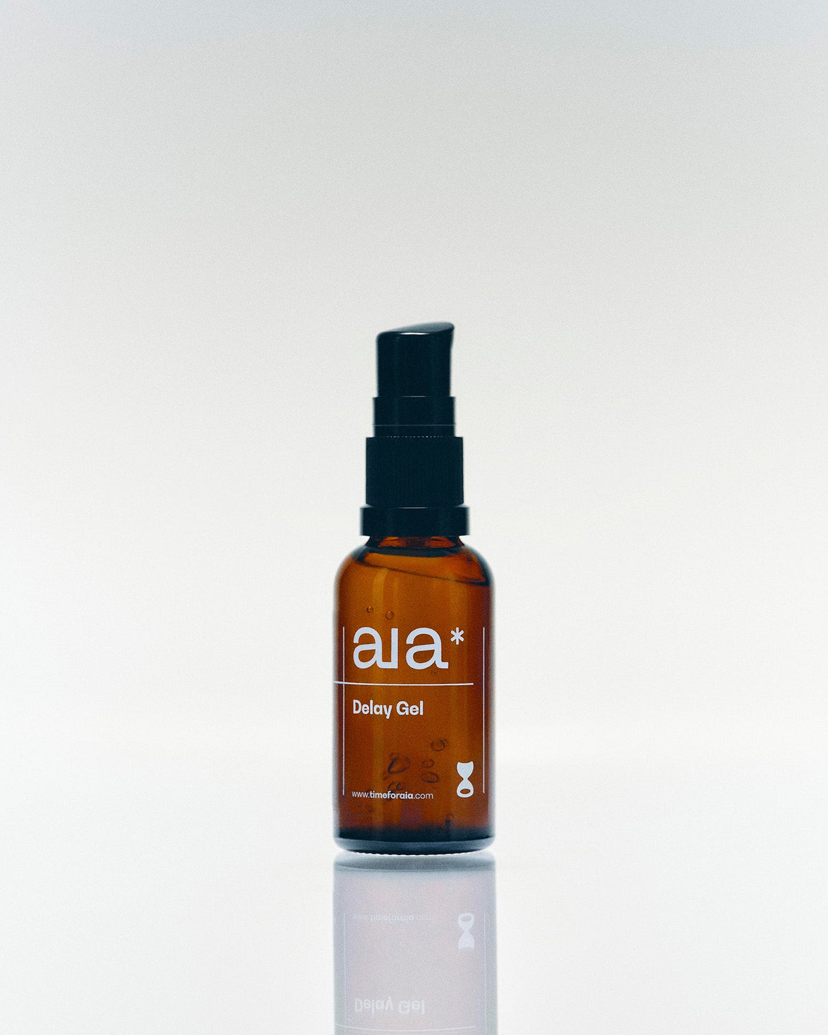 Aia Delay Gel 30 ml in glazen pompflacon, verkoelende vertragende gel voor bewuste intieme momenten