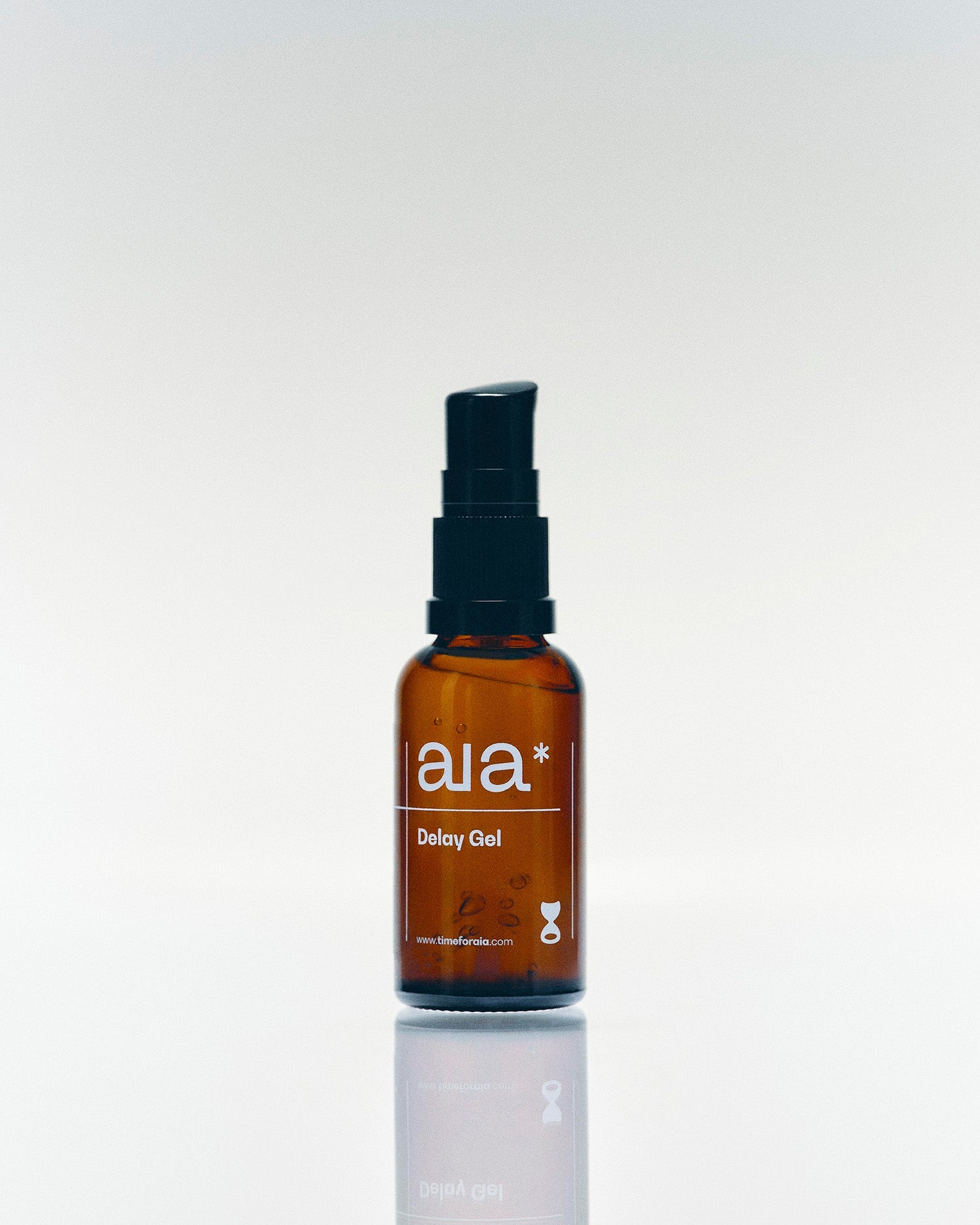 Aia Delay Gel 30 ml in glazen pompflacon, verkoelende vertragende gel voor bewuste intieme momenten