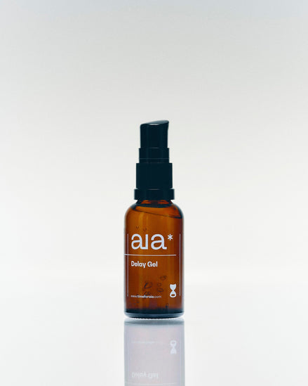 Aia Delay Gel 30 ml in glazen pompflacon, verkoelende vertragende gel voor bewuste intieme momenten