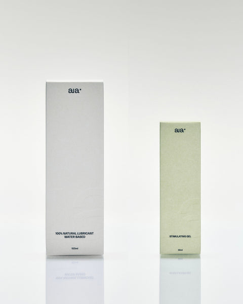 Aia glijmiddel en stimulerende gel in stijlvolle duo-verpakking voor comfort en extra sensatie