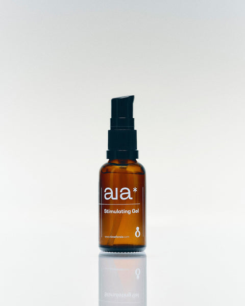 Aia stimulerende gel 30 ml in glazen pompflacon met gerichte verkoelende mentholsensatie voor extra tinteling
