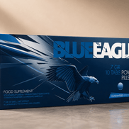 Blue Eagle 10 Tabs Power Pills verpakking in donkerblauw met adelaarprint en glanzende reflectie