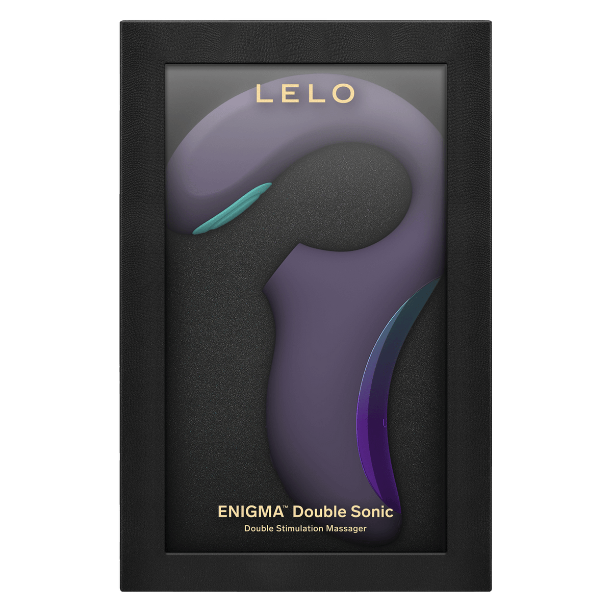Cyber Purple ENIGMA Double Sonic in een zwarte LELO-vensterdoos