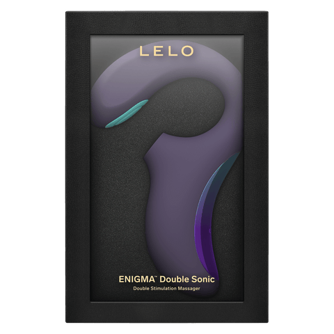 Cyber Purple ENIGMA Double Sonic in een zwarte LELO-vensterdoos