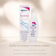 Durex KY Sensilube intiem glijmiddel 40 ml met verpakking en flesje in luxe beige verzorgingsbeeld