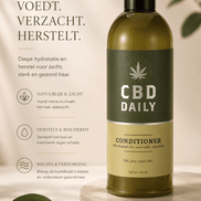 Earthly Body CBD Daily Conditioner 473 ml in groene fles met tekst Voedt, verzacht, herstelt