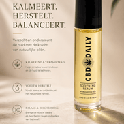 Earthly Body kalmerend serum rollerbal 10 ml in amberkleurig flesje met zwarte dop en compacte applicator