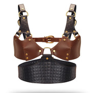Equestrian-bustier van Liebe Seele met ring tussen bruine leren panelen