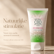 Natural CBD Masturbation Cream For Her 50 ml in witgroene tube met mandalaprint en tekst Natuurlijke stimulatie