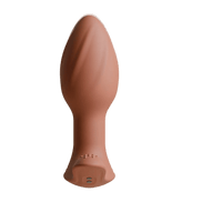 Terracotta Odes Euphora buttplug frontaal met druppelvormige top, smalle hals en brede voet.